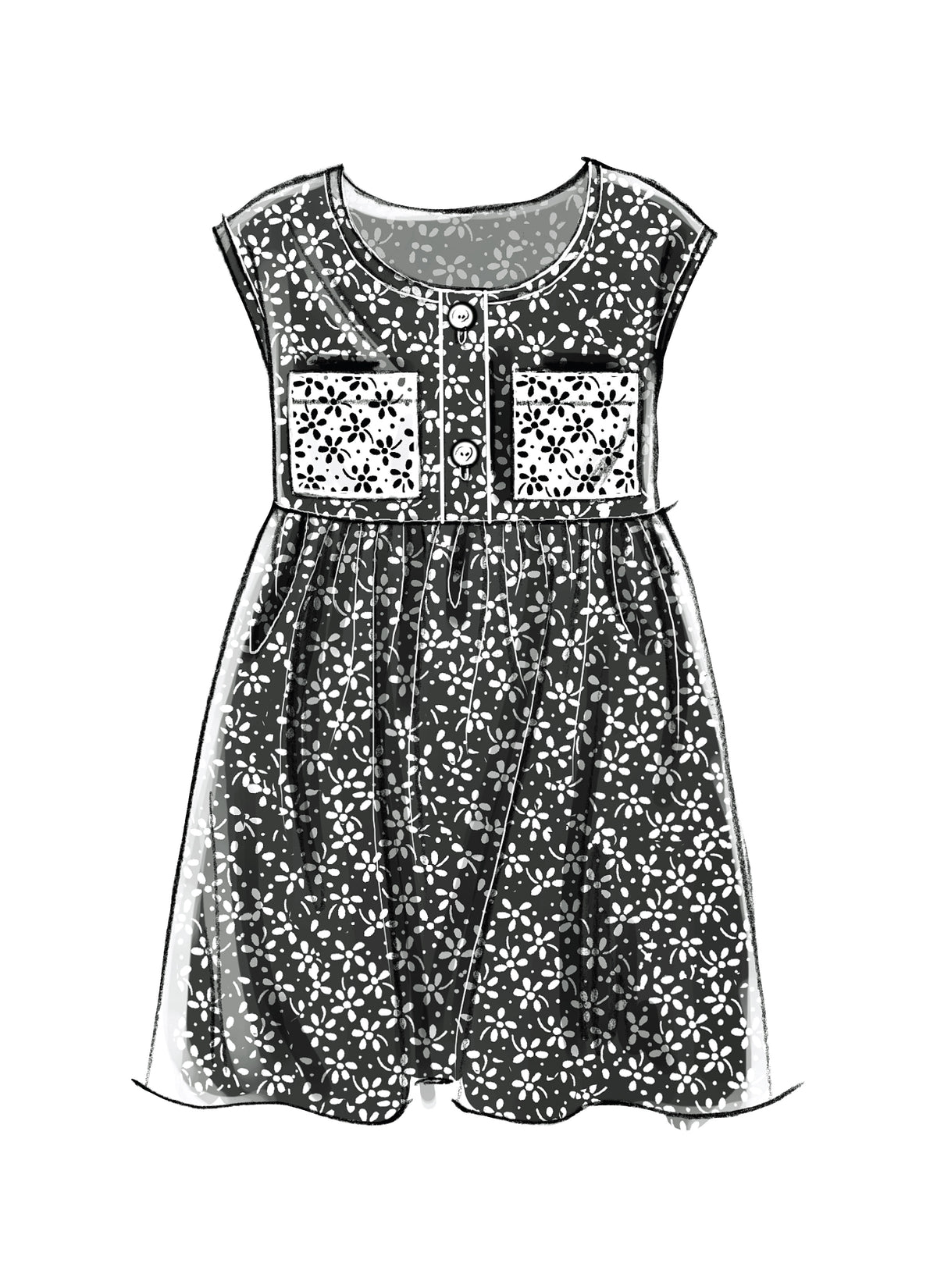 McCall's M6275 pattern envelope showing girls' tunics, dresses, leggings and scarf