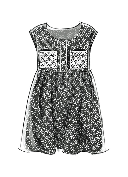 McCall's M6275 pattern envelope showing girls' tunics, dresses, leggings and scarf