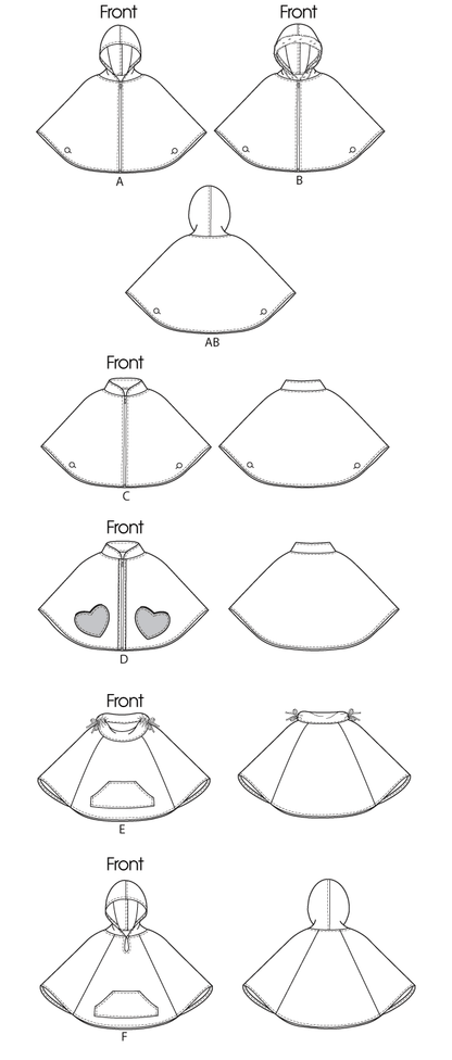 McCall's M6431 pattern envelope showing girls' ponchos