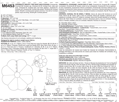 McCall's M6453 pattern envelope showing fabric Christmas ornaments