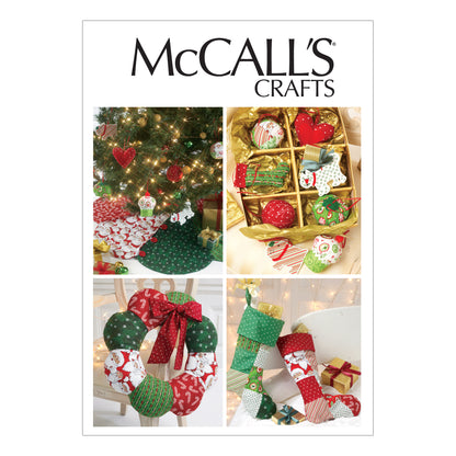McCall's M6453 pattern envelope showing fabric Christmas ornaments