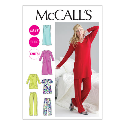 McCall's M6474 sewing pattern envelope showing misses' sleepwear tops, tunic & gowns