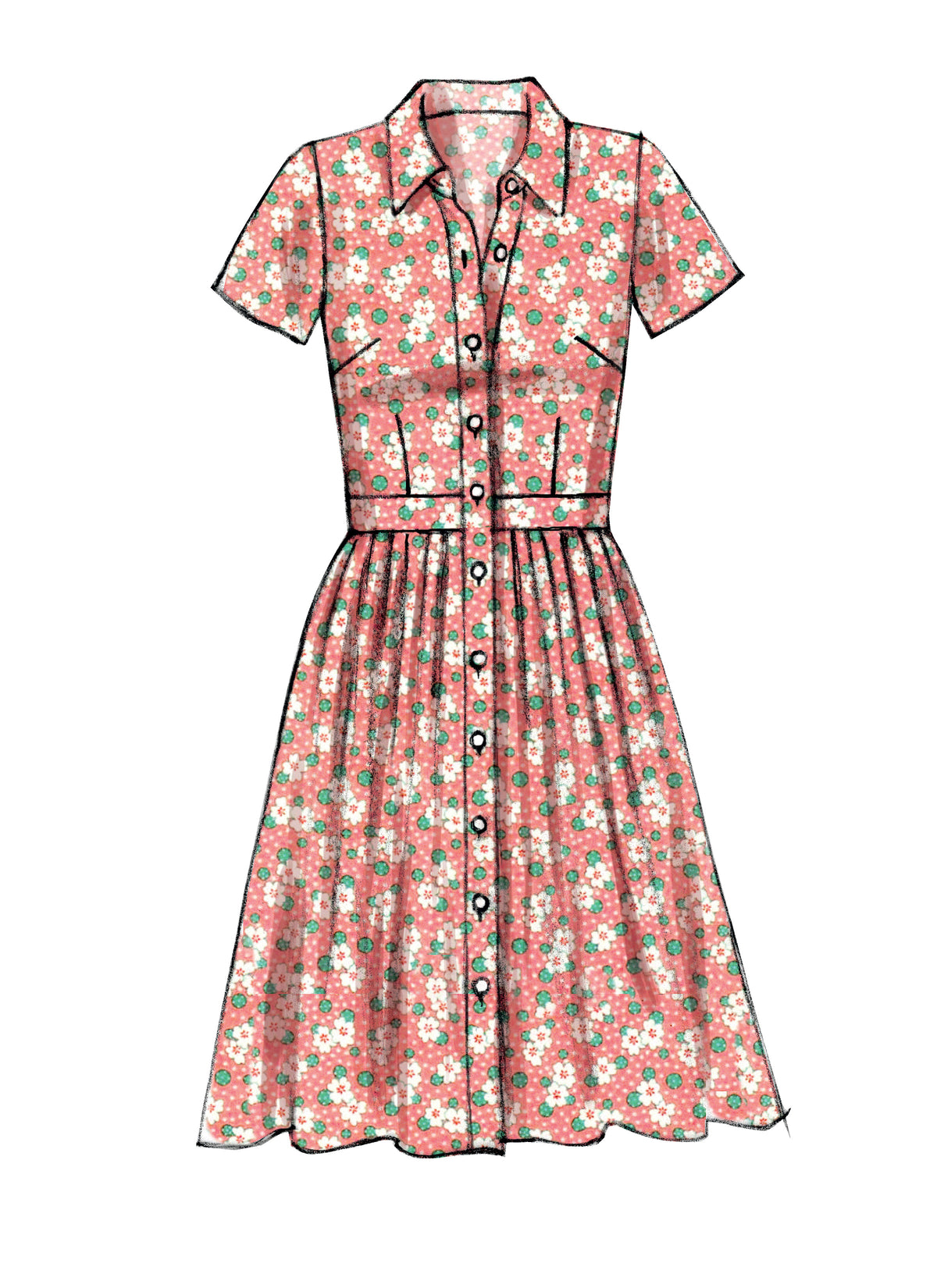 McCall's M6696 sewing pattern envelope showing misses' shirt dress