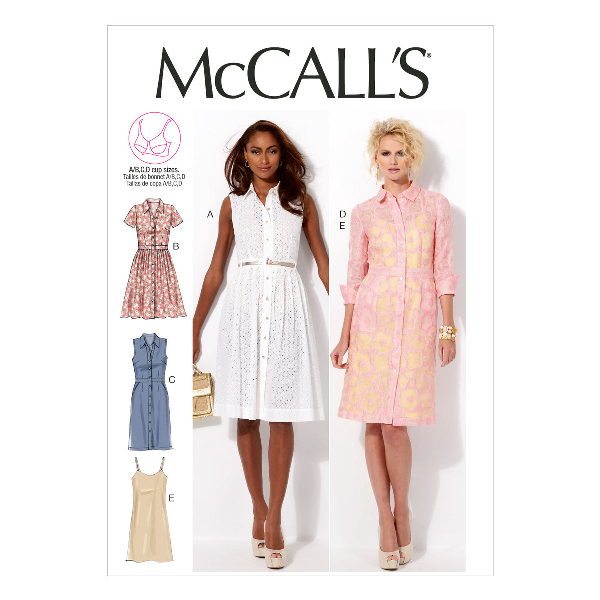 McCall's M6696 sewing pattern envelope showing misses' shirt dress