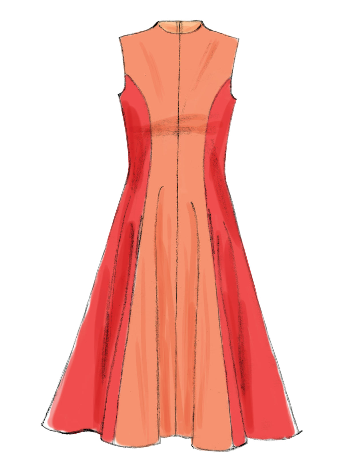 McCall's M6741 sewing pattern envelope showing misses' fit and flare lined dress