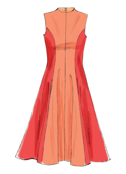 McCall's M6741 sewing pattern envelope showing misses' fit and flare lined dress