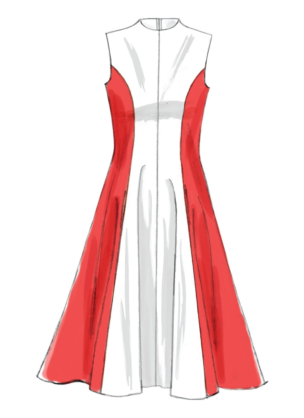 McCall's M6741 sewing pattern envelope showing misses' fit and flare lined dress