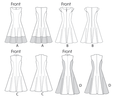 McCall's M6741 sewing pattern envelope showing misses' fit and flare lined dress