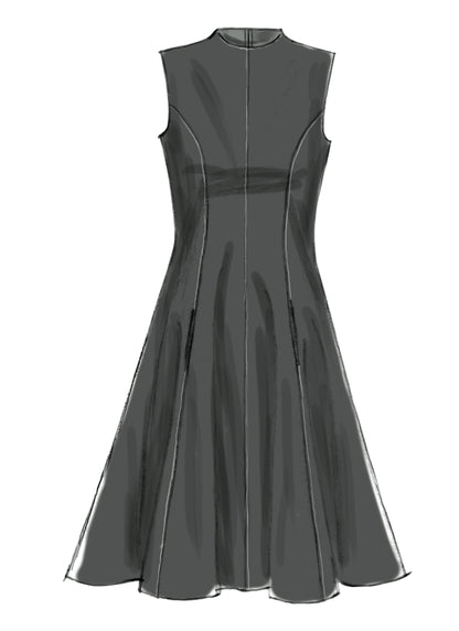 McCall's M6741 sewing pattern envelope showing misses' fit and flare lined dress