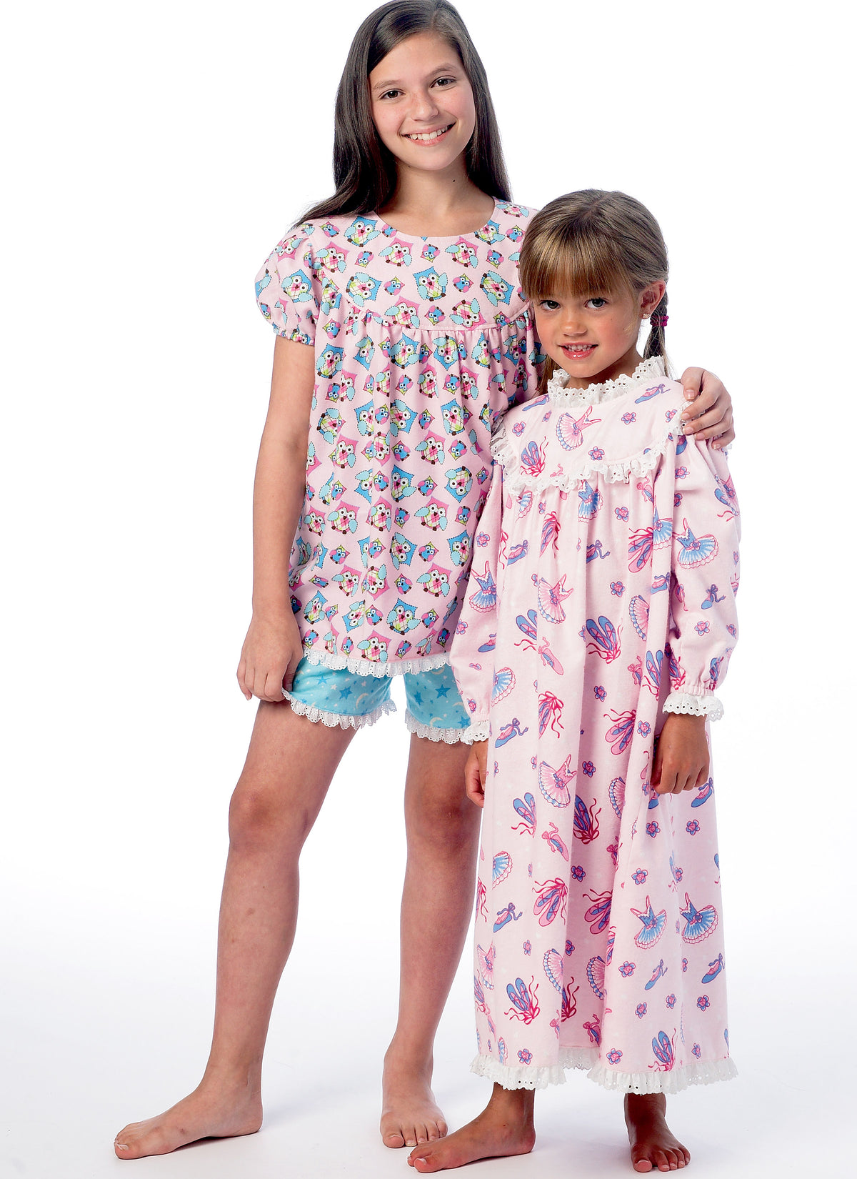 McCall's M6831 sewing pattern envelope showing girls' sleepwear tops & nightgowns