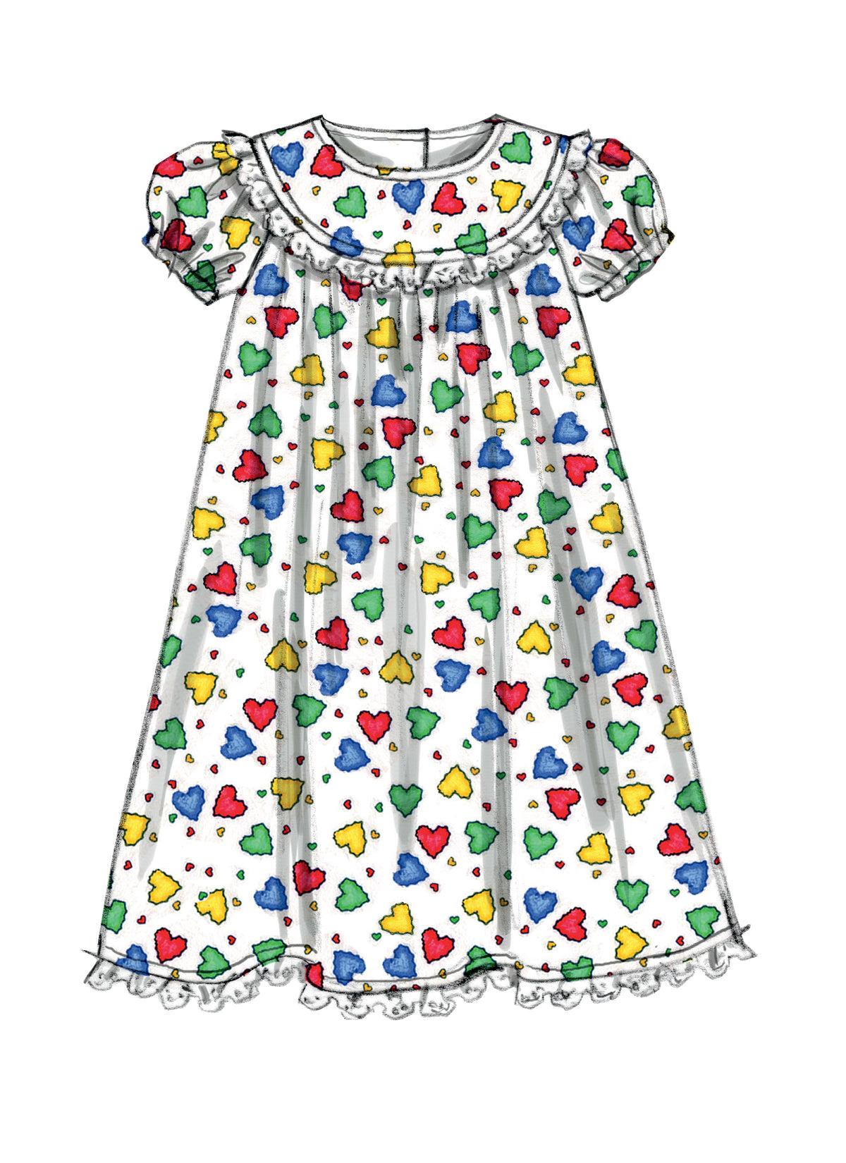 McCall's M6831 sewing pattern envelope showing girls' sleepwear tops & nightgowns