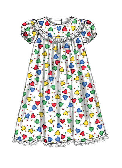 McCall's M6831 sewing pattern envelope showing girls' sleepwear tops & nightgowns
