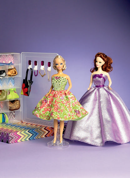 McCall's M6903 sewing pattern envelope showing 18in doll strapless dresses