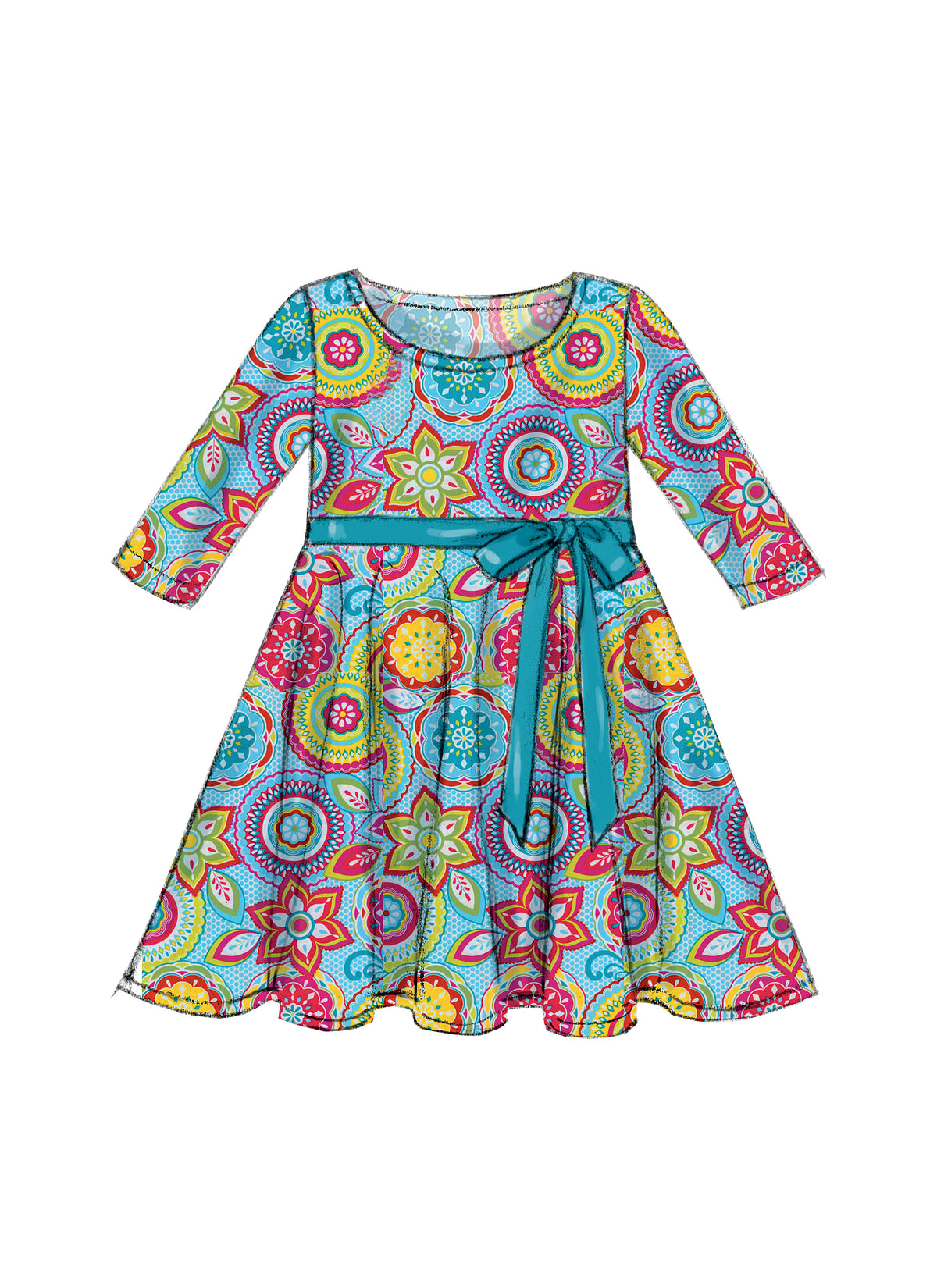 McCall's M6915 sewing pattern envelope showing girls' pullover dress