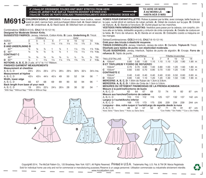 McCall's M6915 sewing pattern envelope showing girls' pullover dress