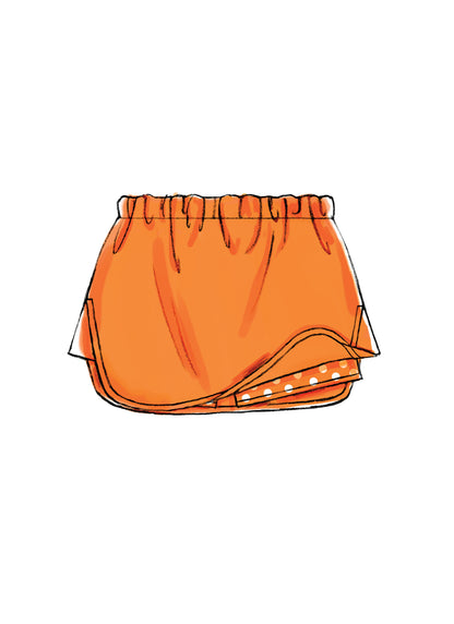 McCall's M6918 sewing pattern envelope showing girls' skorts