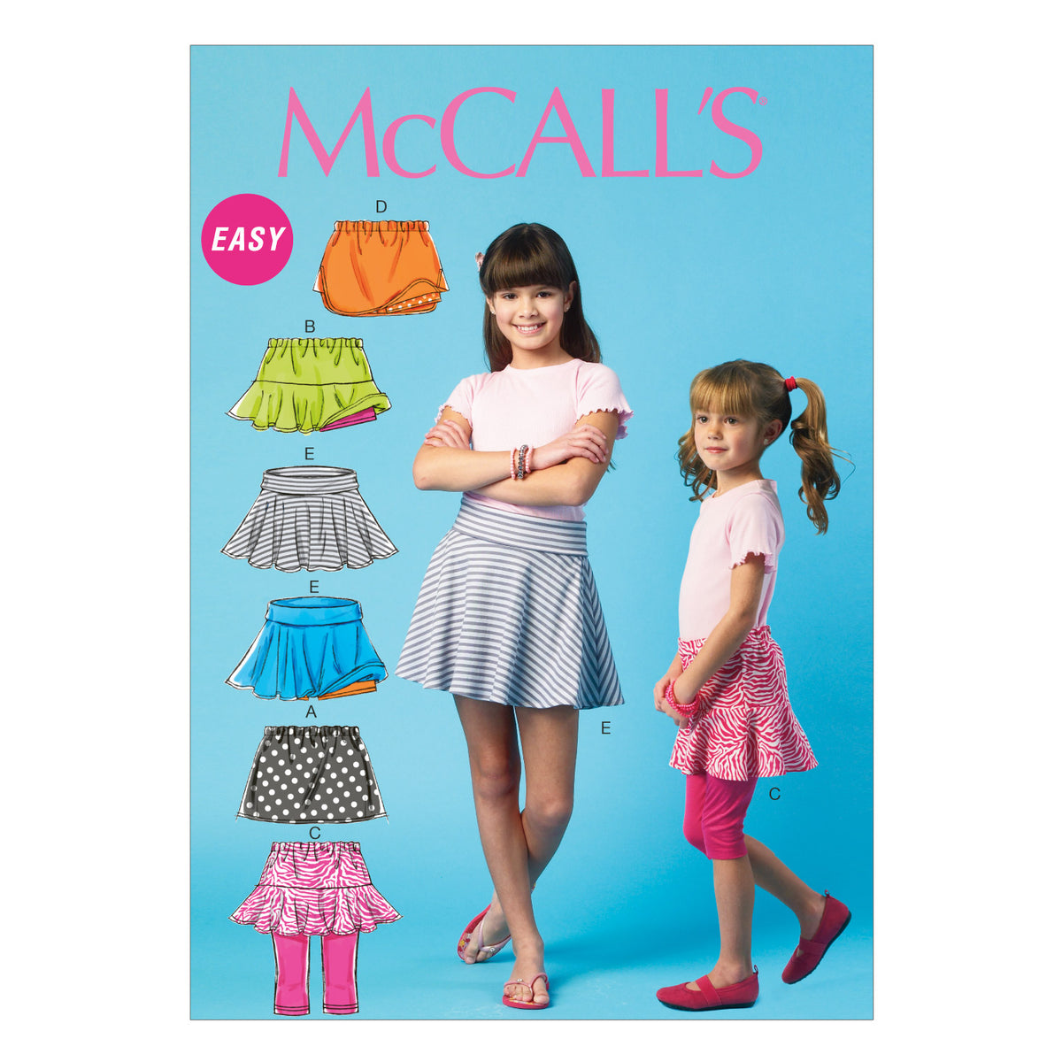 McCall's M6918 sewing pattern envelope showing girls' skorts