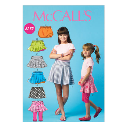 McCall's M6918 sewing pattern envelope showing girls' skorts