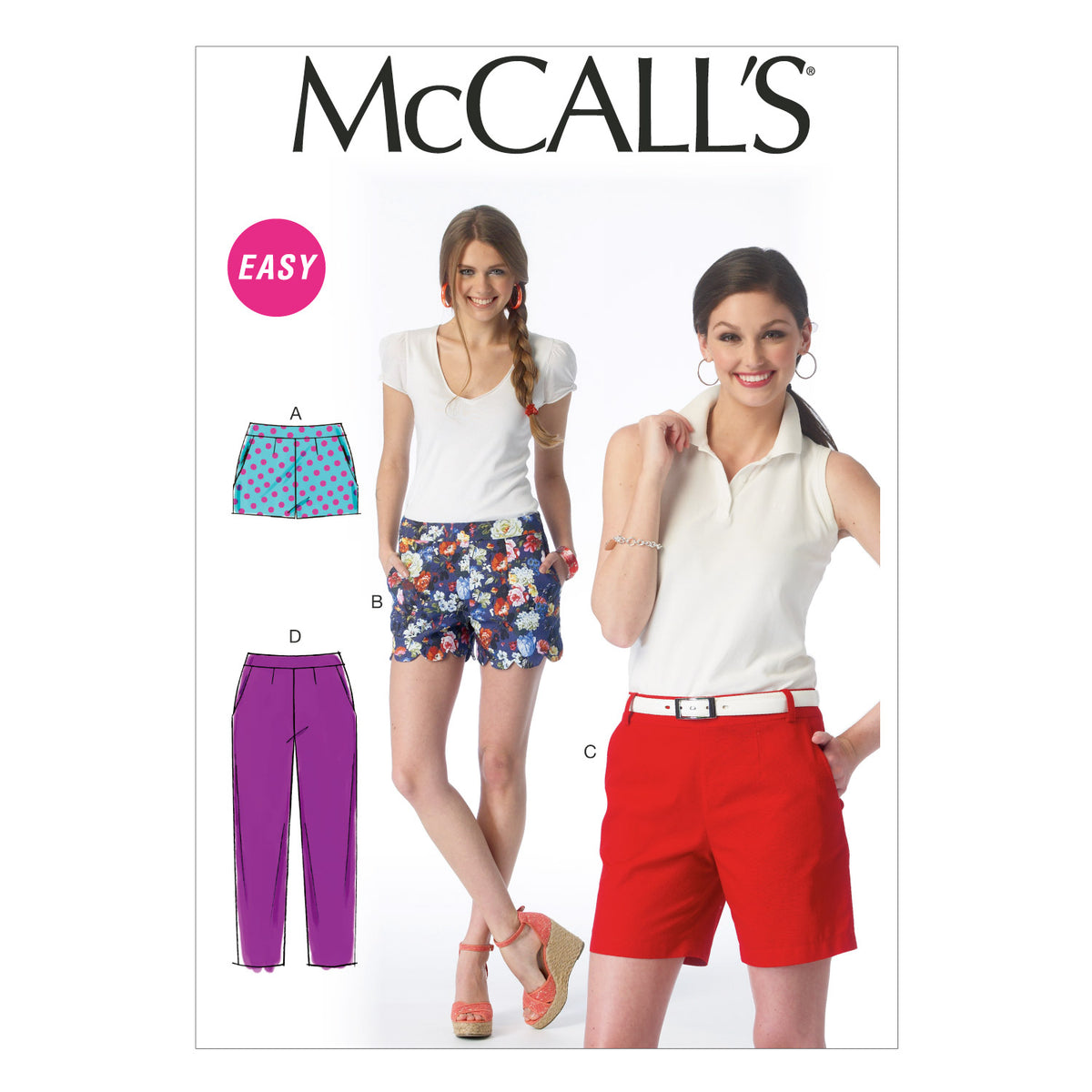 McCall's M6930 sewing pattern envelope showing misses' shorts & tapered trousers