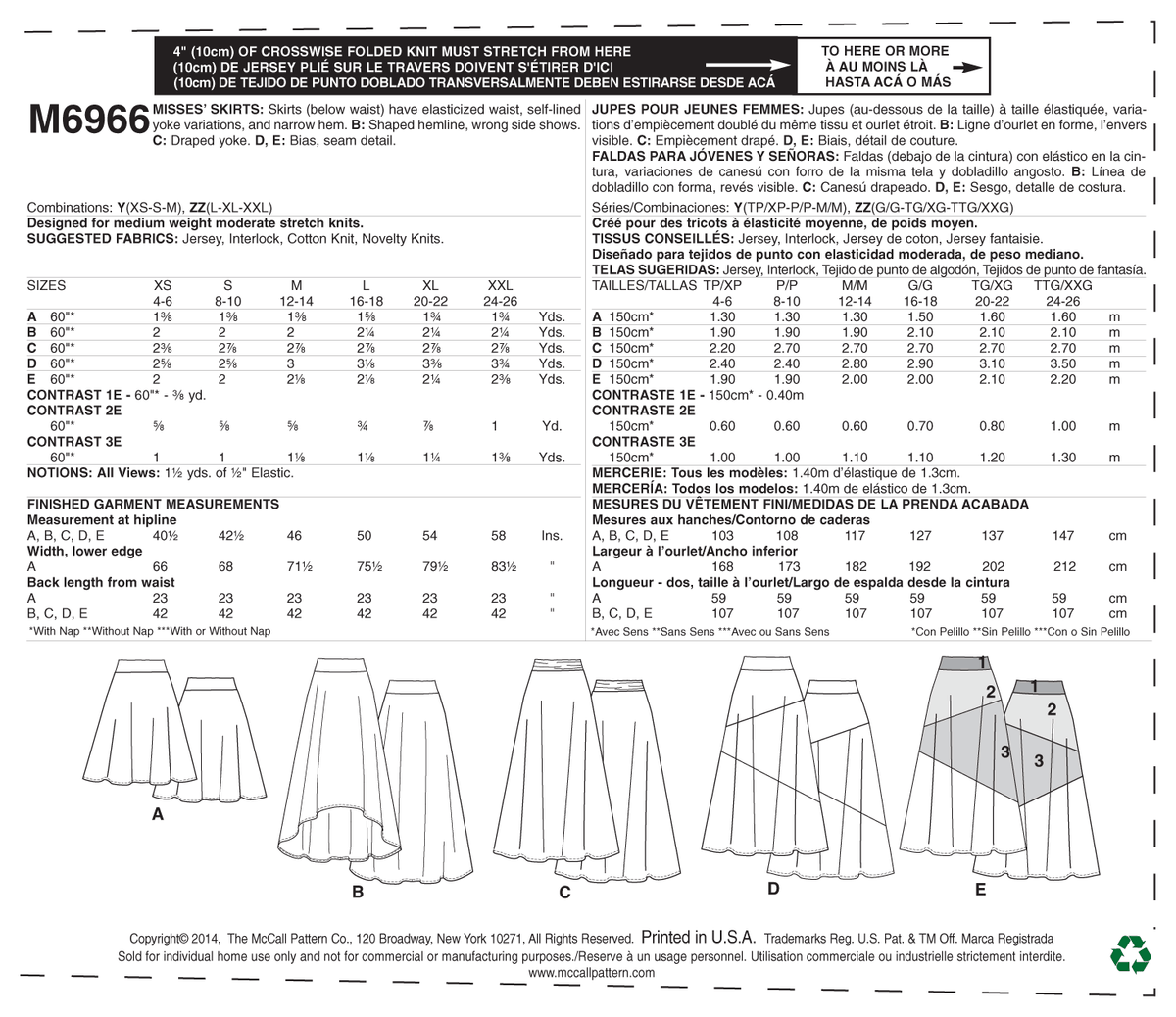 McCall's M6966 skirt sewing pattern envelope