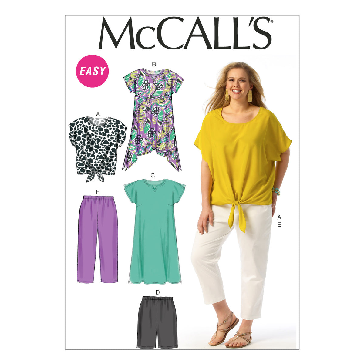 McCall's M6971 plus size top, tunic and dress sewing pattern envelope