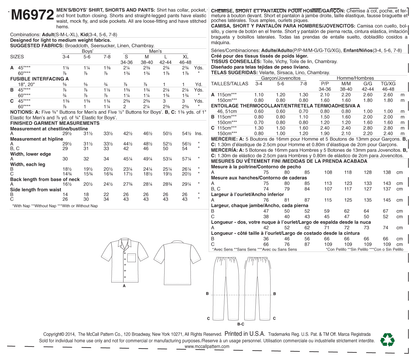 McCall's M6972 short sleeve shirt sewing pattern envelope