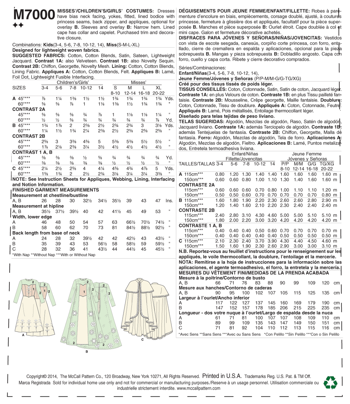 McCall's M7000 costume dress sewing pattern envelope
