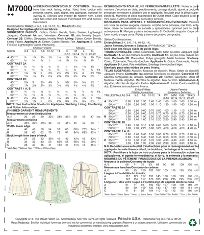 McCall's M7000 costume dress sewing pattern envelope