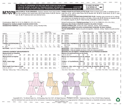McCall's M7079 girls' plus dress sewing pattern envelope
