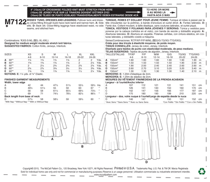 McCall's M7122 sewing pattern envelope showing pullover tunic and dress designs