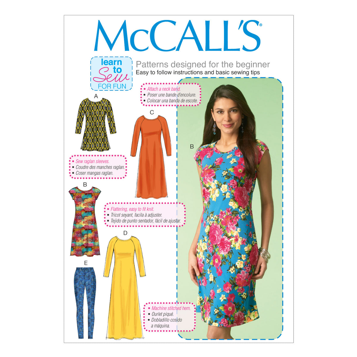 McCall's M7122 sewing pattern envelope showing pullover tunic and dress designs
