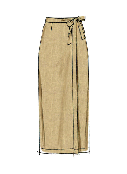 McCall's M7129 sewing pattern envelope showing wrap skirt designs