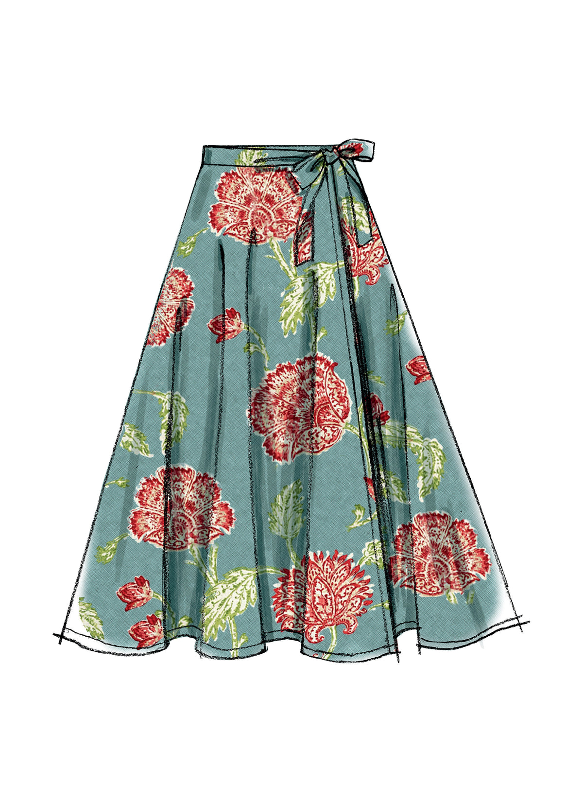 McCall's M7129 sewing pattern envelope showing wrap skirt designs
