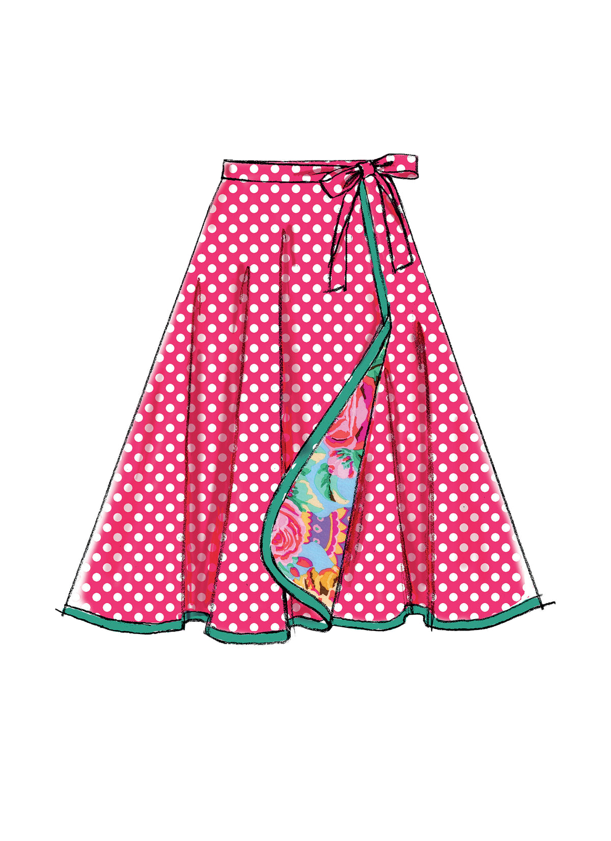 McCall's M7129 sewing pattern envelope showing wrap skirt designs