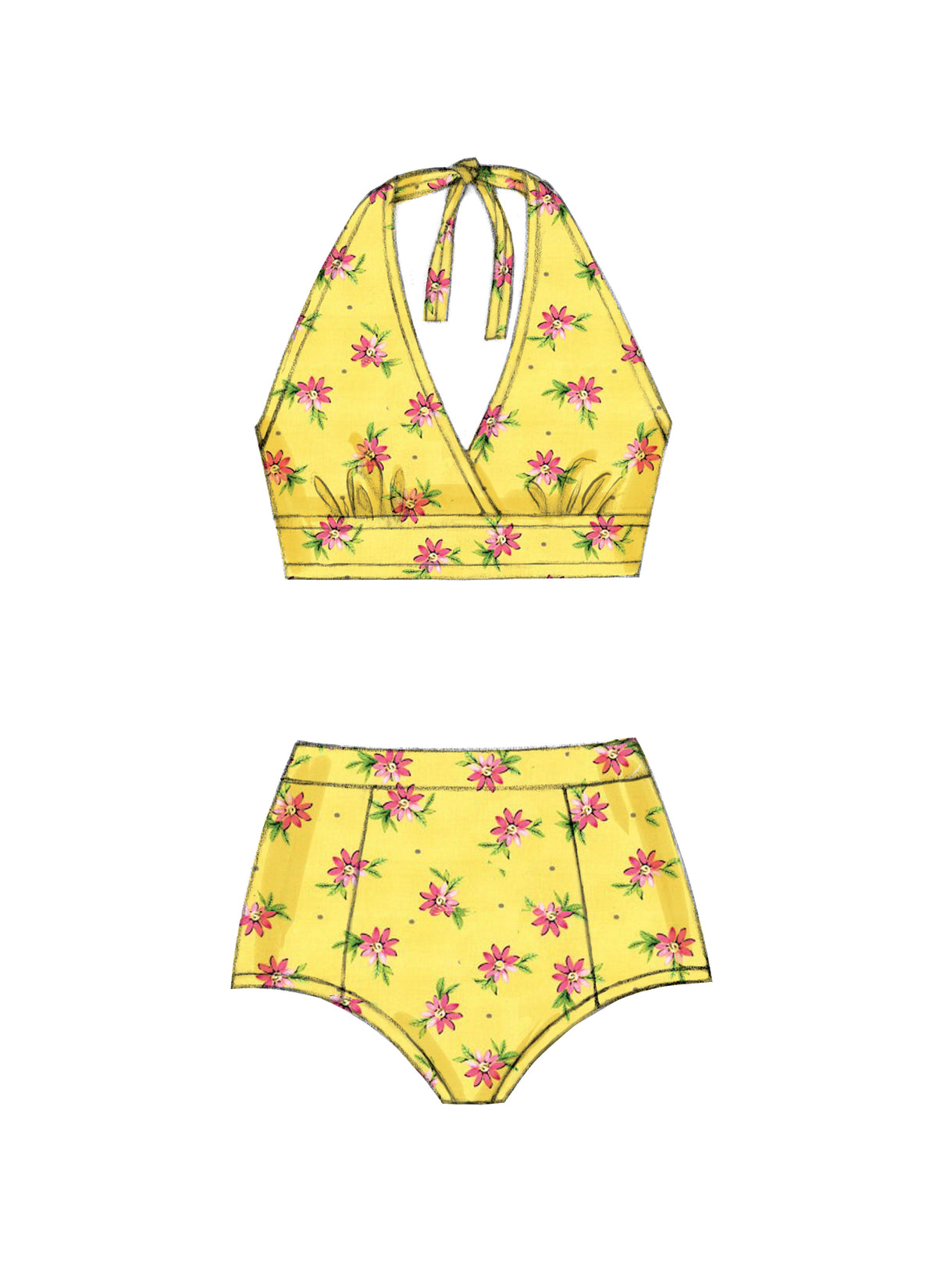 McCall's M7168 sewing pattern envelope showing lined swimsuit designs