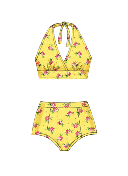 McCall's M7168 sewing pattern envelope showing lined swimsuit designs
