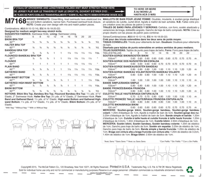 McCall's M7168 sewing pattern envelope showing lined swimsuit designs