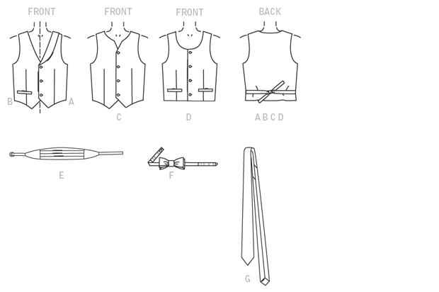 McCall's M7223 sewing pattern envelope showing boys' lined waistcoat designs