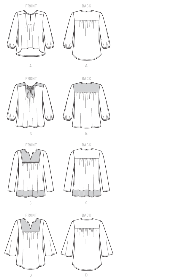 McCall's M7284 sewing pattern envelope showing loose-fitting pullover top designs