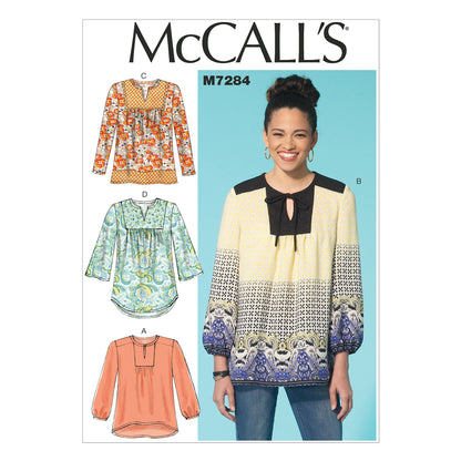 McCall's M7284 sewing pattern envelope showing loose-fitting pullover top designs