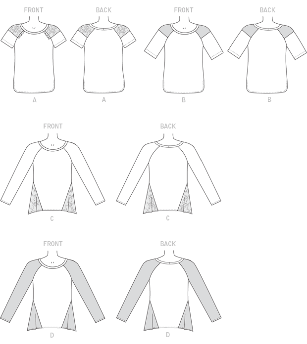 McCall's M7286 sewing pattern envelope showing close-fitting pullover top designs