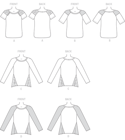 McCall's M7286 sewing pattern envelope showing close-fitting pullover top designs