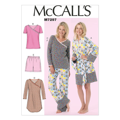 McCall's M7297 sewing pattern envelope showing wrap robe designs