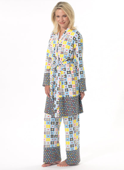 McCall's M7297 sewing pattern envelope showing plus size wrap robe designs
