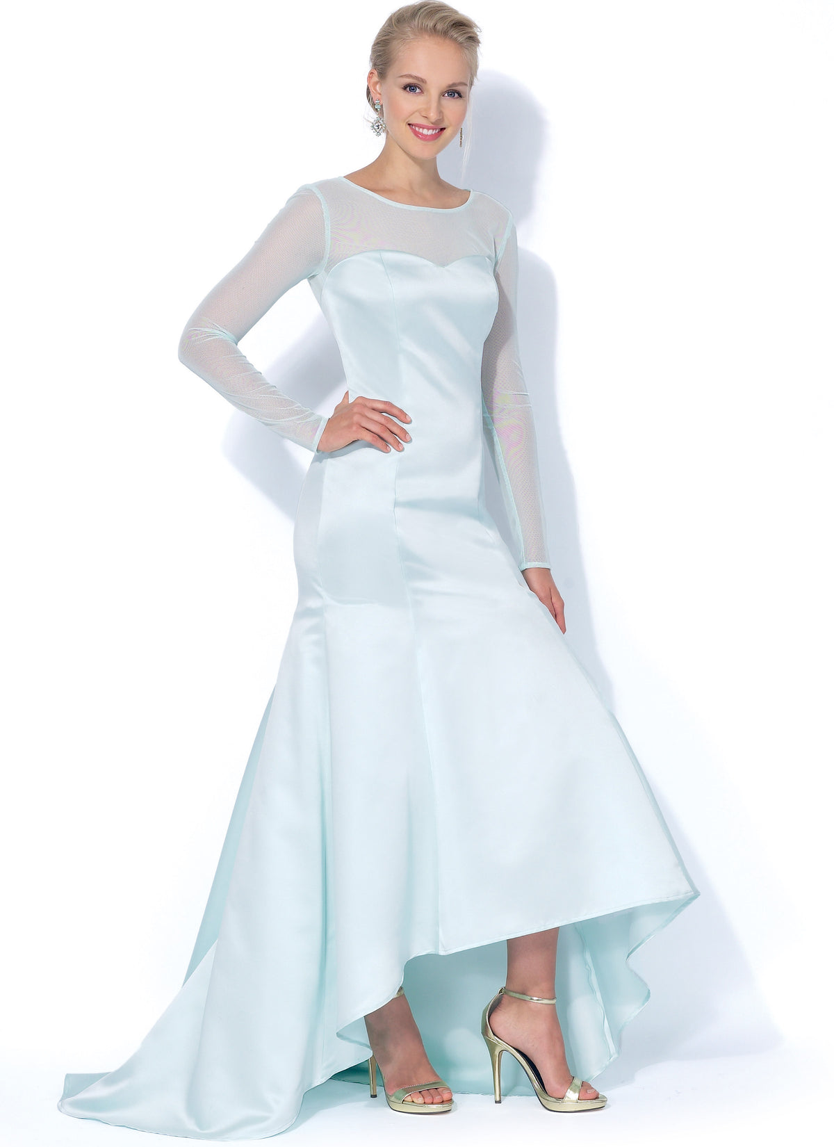 McCall's M7320 sewing pattern envelope showing boned occasion dress designs