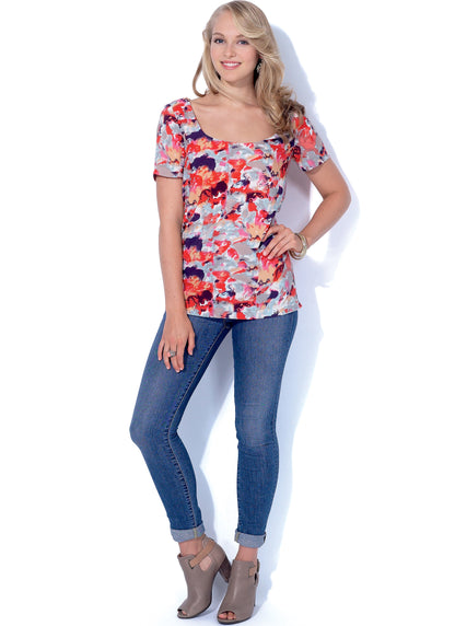 McCall's M7322 sewing pattern envelope showing semi-fitted pullover top designs