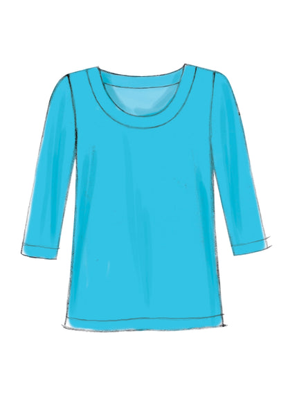 McCall's M7322 sewing pattern envelope showing semi-fitted pullover top designs