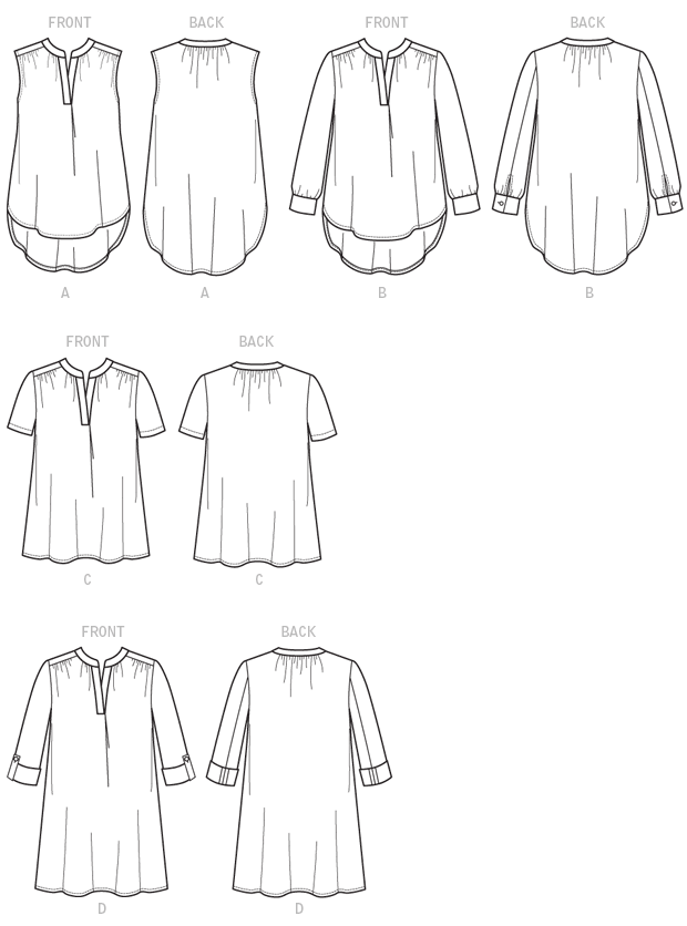 McCall's M7324 sewing pattern envelope showing pullover top and tunic designs
