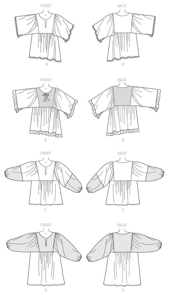 McCall's M7325 sewing pattern envelope showing pullover tops and a tunic