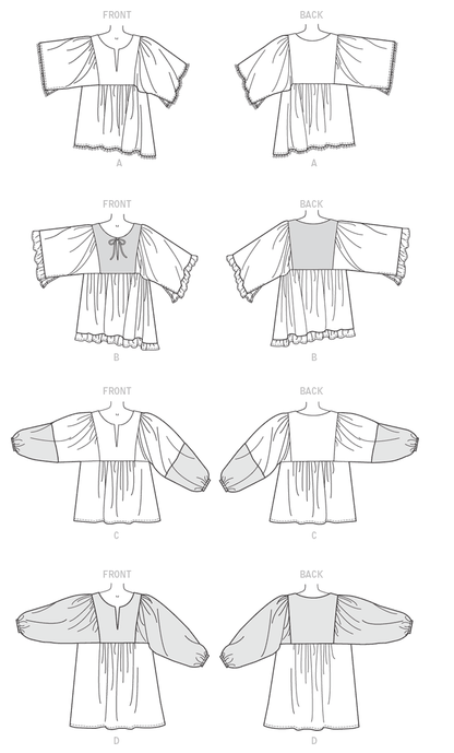 McCall's M7325 sewing pattern envelope showing pullover tops and a tunic